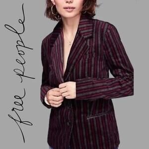 Free People Night and Day Velvet Striped Blazer Jacket Sz Medium